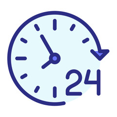 service day 24 hour single isolated icon with dash or dashed line style