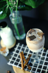 Tasty Cocoa Drink - Milk Coffee with Chocolate bar topping