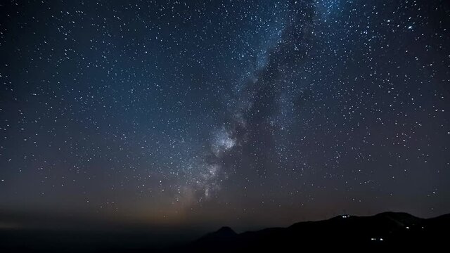 Time lapse of the Milky Way and the starry night sky