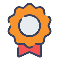 badge ribbon label award single isolated icon with flat dash or dashed style