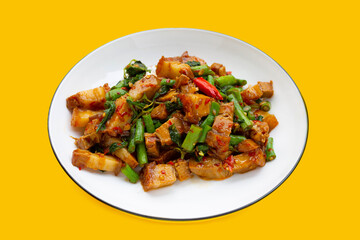 Stir fried crispy pork with holy basil