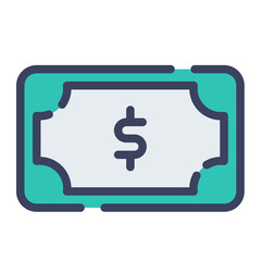 money cash pay rate single isolated icon with flat dash or dashed style