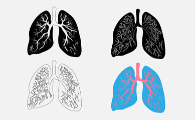 Lungs symbol. Breathing. Lunge exercise. Lung cancer asthma, tuberculosis, pneumonia . Respiratory system. World Tuberculosis Day. World Pneumonia Day.