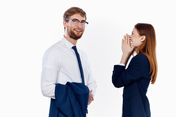 man and woman in business suits financial managers
