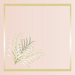 Card with leaves on pink background