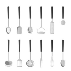 Kitchen utensils on white back