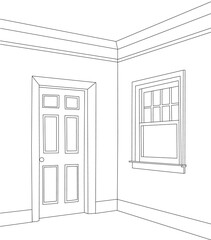 sketch interior door and window