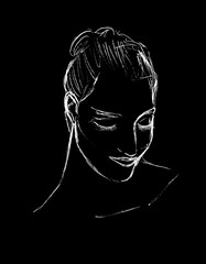 graphic image of a woman's head on a black background