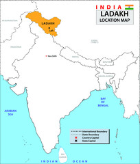 Location map of Ladakh.
Neighboring countries in Ladakh.
Ladakh border in India map.
