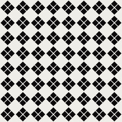 Four black rhombuses make ornament. Vector moonchrome patten with rhombuses.