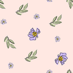 Seamless spring flower vector pattern. Floral background