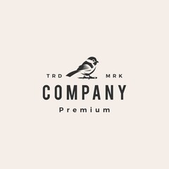 chickadee hipster vintage logo vector icon illustration