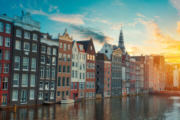 Traditional old buildings in Amsterdam