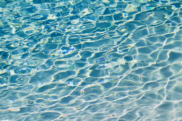 Photo for background material close up on the ripples of clear blue water shining in the sunlight