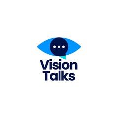 vision talk eye chat logo vector icon illustration
