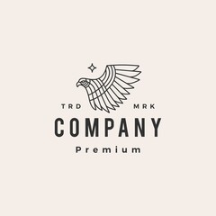 bird of prey monoline hipster vintage logo vector icon illustration