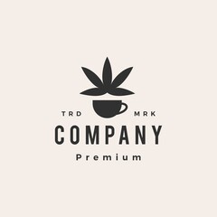 coffee cannabis hipster vintage logo vector icon illustration