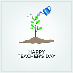 Teacher's Day. Tree plantation concept like this teacher and students