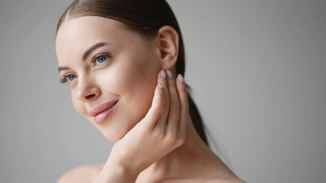 Healthy skin beauty woman face natural make up clean fresh healthy skin beauty lips eyes