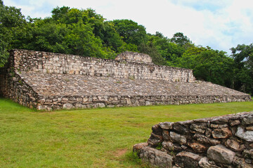 The Ball court in Mayan archeological site of Ek Balam (black jaguar), was completed in 841. Temozon, Yucatan, Mexico. This structure also forms the north western side of the South Plaza of the city.