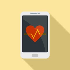 Heart rate smartphone icon, flat style