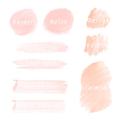 Set pastel melon and salmon watercolor vector background