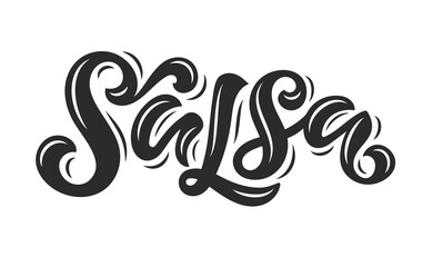 Salsa lettering vector illustration for logo design, banners, tags and announcements. Hand-drawn calligraphy on white background.