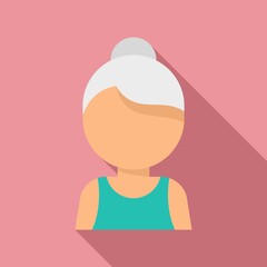 Senior woman workout icon, flat style