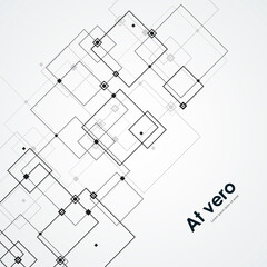 Vector connections with dots lines black white background