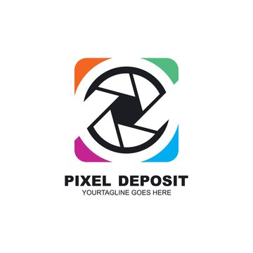pd or dp letter camera pixel icon vector logo design concept