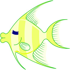キスを連想する熱帯魚のようなキャラクター（黄色・縦柄）