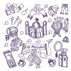 Happy Eid Mubarak, doodle sketch