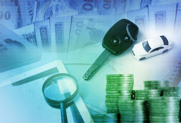 Money loans financial solution for buy car , car loan concept