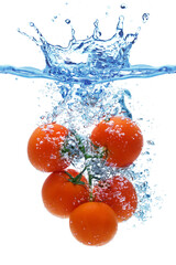 Tomato splashing in water