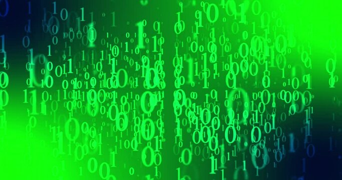 Binary numbers across a psychedelic green screen. Loop