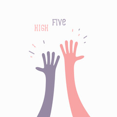 Hands giving a high five. Two hands clap illustration