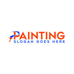 Painting logo Initial P business logo design