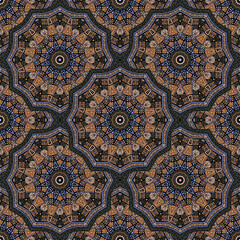 Round medallion vector seamless pattern.