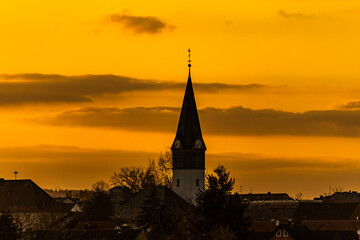 Obraz premium sunset on the field in Mosbach - Germany