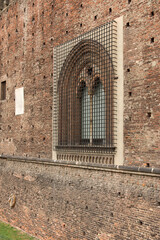 Fototapeta na wymiar Milan (Italy). Architectural detail on the exterior of the Sforzesco Castle in the city of Milan
