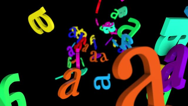 Flying Random A character Animation on luma channel, Rendering, Background, 4K