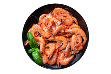 shrimp spicy prawn seafood meal vegetarian food pescetarian diet Asian Cooking snack copy space food background rustic. top view 