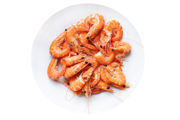 shrimp spicy prawn seafood meal vegetarian food pescetarian diet Asian Cooking snack copy space food background rustic. top view 