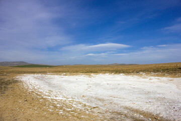 Salt on the endless steppes of Gobustan.