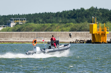 Fototapeta premium LIFEGUARD - Sea patrol on a fast boat
