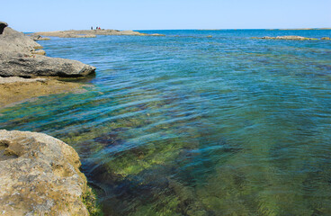 Rocky coast of the Caspian Sea.