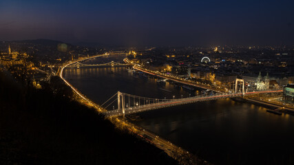 Fototapeta na wymiar Budapest town from Gellert hill in the night