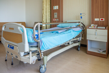 Electronically adjustable bed and facilities in an inpatient room. A hospital accommodation has been designed with the patients comfort and safety.