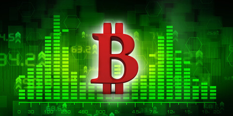 3d rendering bitcoin sign currency

