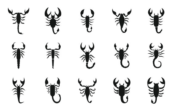 Scorpio icons set, simple style